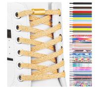 SULPO Lacci scarpe elastici con chiusura rapida in metallo - Lacci scarpe senza legatura - Lacci piatti in silicone senza nodo per adulti e bambini - Stringhe elastiche per scarpe