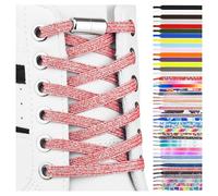 SULPO Lacci scarpe elastici con chiusura rapida in metallo - Lacci scarpe senza legatura - Lacci piatti in silicone senza nodo per adulti e bambini - Stringhe elastiche per scarpe