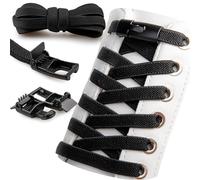 SULPO Lacci senza legatura - Lacci elastici, lunghi 100 cm, lacci piatti in gomma con chiusura rapida, senza lacci, Nero , taglia unica