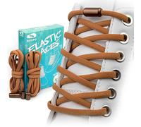 SULPO Lacci senza legatura - Lacci rotondi con chiusura rapida - Lacci elastici per adulti e bambini - Lacci per scarpe, marrone, taglia unica