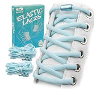 SULPO Lacci senza legatura - Lacci rotondi con chiusura rapida - Lacci elastici per adulti e bambini - Lacci per scarpe, Azzurro 2 paia, taglia unica