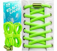 SULPO Lacci senza legatura - Lacci rotondi con chiusura rapida - Lacci elastici per adulti e bambini - Lacci per scarpe, verde, taglia unica