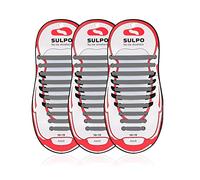 SULPO Set di 3 Paia Lacci senza legatura, lacci elastici in silicone - Set di lacci per scarpe senza fiocchi - Lacci in gomma per donne, uomini e bambini