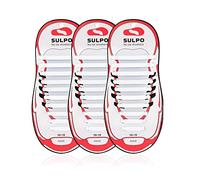 SULPO Set di 3 Paia Lacci senza legatura, lacci elastici in silicone - Set di lacci per scarpe senza fiocchi - Lacci in gomma per donne, uomini e bambini