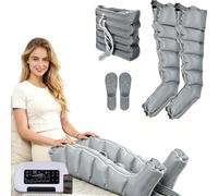 SULQING Pressoterapia Linfodrenaggio Gambe, Massaggiatore d'Aria Intelligente 6 Camere con 6 Programmi e Timer 1-60 Min, Pressione Regolabile 30-240 mmHg,Telecomando Wireless,Silenzioso.