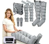 SULQING Pressoterapia Linfodrenaggio Gambe, Massaggiatore d'Aria Intelligente 6 Camere con 6 Programmi e Timer 1-60 Min, Pressione Regolabile 30-240 mmHg,Telecomando Wireless,Silenzioso.