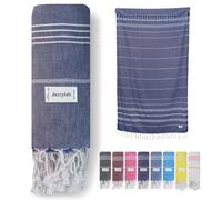 SULTAN Peshtemal | Telo hammam in 100% cotone con classico motivo a righe | Leggero, assorbente e ad asciugatura rapida | Ideale per sauna, bagno turco, spiaggia o viaggi | Blu Marino, 90x180 cm