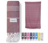 SULTAN Peshtemal | Telo hammam in 100% cotone con classico motivo a righe | Leggero, assorbente e ad asciugatura rapida | Ideale per sauna, bagno turco, spiaggia o viaggi | Bordeaux, 90x180 cm