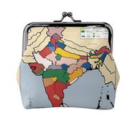 Sultanato of Delhi territorio mappa piccola borsa per il trucco per borsa, borsa porta carte di credito con serratura a bacio borsa portaoggetti retrò compatta multifunzionale borsa per il cambio,