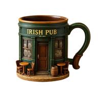 Sulxyi di caffè in resina, design ispirato ai pub irlandesi, 330 ml, puffi irlandesi divertenti bevande, per la colazione, manico comodo, design leggero, per uomini amici familiari amici
