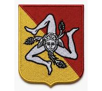 SUMA SHOP - Bandiera Scudo Sicilia Trinacria, Patch ricamata Termoadesiva o cucita
