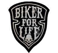 SUMA SHOP Patch Biker For Life Skull Pour Blouson Et Veste per Motociclista da Ricamo su Pilot Motorcycle, per Gilet da Moto, Iron-On per Decorare Abbigliamento da Moto, Giubbotto Fai da Te.