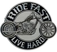 SUMA SHOP Patch Biker Ride Fast Live Hard Ricamata Termoadesiva Moto Chopper Rocker Toppa per Giubbotto Pelle Gilet Custom