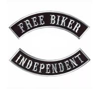 SUMA SHOP Set Kit 2 Toppe Patch Biker, Independent Free Biker, Grande Patch per Gilet, Giubbotto e giacche da moto, Ricamo su accessori abbigliamento, fai da te.