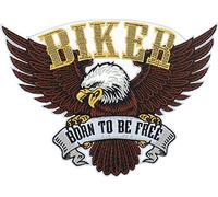 SUMA SHOP Toppa Termoadesiva Con Motivo "Born To Be Free Biker Adler Per Giubbotti In Pelle, Toppe Per Motociclisti, Toppe Americane Usa Sul Retro, Toppa Per Motociclismo fai da te