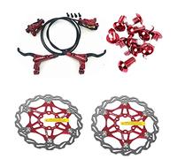 SUMC Zoom - Set di freni a disco idraulici per mountain bike, set anteriore e posteriore, con rotore a disco flottante da 160 mm e bulloni colorati (rosso)