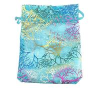 SumDirect 100 Pezzi 9 cm x 12 cm, in organza trasparente con cordoncino, per gioielli, matrimoni, feste, Natale e regali Blue