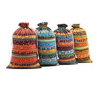 SumDirect, 20 Sacchetti per Monete Gioielli in Cotone Egiziano, Stile Etnico Lino Iuta Sacchetti Regalo, Coulisse Cotone Riutilizzabile Sacchett, Sacchetti per Confetti(20x30cm)