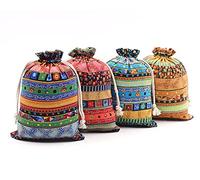 SumDirect, 20 Sacchetti per Monete Gioielli in Cotone Egiziano, Stile Etnico Lino Iuta Sacchetti Regalo, Coulisse Cotone Riutilizzabile Sacchett, Sacchetti per Confetti(15x20cm)