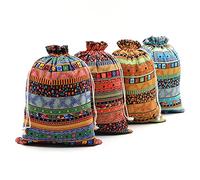 SumDirect, 20 Sacchetti per Monete Gioielli in Cotone Egiziano, Stile Etnico Lino Iuta Sacchetti Regalo, Coulisse Cotone Riutilizzabile Sacchett, Sacchetti per Confetti(17x24cm)
