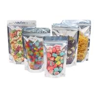 SumDirect 50 pezzi sacchetti riutilizzabili di alluminio a chiusura lampo stand up sacchetti di cibo con tacca per depositare i cibi (17 x 23 cm)