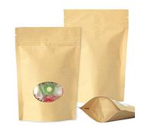 SumDirect 50 pezzi sacchetti zip carta Kraft a chiusura di cerniera, sacchetti di carta richiudibili sigillati Stand-up con finestra trasparente per deposito, biscotti, cibi secchi, snack (11 x 16