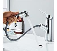 Sumeber Rubinetto Bagno Rubinetto con rubinetto del bacino retrattile con del miscelatore di tipo 2-jet adatto a del miscelatore di superficie caldo freddo (doccia argento)