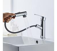 Sumeber Rubinetto per lavabo con doccetta estraibile con rubinetto da bagno con 2 modalità di spruzzo, adatto per lavabi, miscelatore caldo e freddo, rubinetto per lavabo