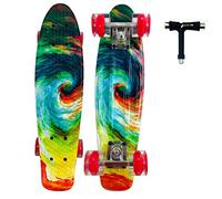 Sumeber Skateboard Kids Mini Cruiser Skateboard Completo da 22 Pollici con Ruote Luminose a LED per Adulti Bambini Principianti Ragazze Ragazzi Regalo di Compleanno (Color Swirl)