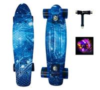 Sumeber Skateboard per Bambini Mini Cruiser Skateboard Completo da 22 Pollici con Ruote Luminose a LED per Adulti Bambini Principianti Ragazze Ragazzi Regalo di Compleanno (Ocean)