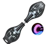 Sumeber Waveboard per Bambini Street Surf Caster Torsion Skateboard a Doppio Deck Casterboard per Wave/Surf Waveboard/Castor Board con Ruote Luminose per Bambini/Adolescenti (Black Dragon)