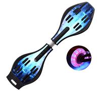 Sumeber Waveboard per bambini Street Surfen Caster Torsion Skateboard Double Decks Casterboard per Waveboard/Castor Board with Light Up Wheels for Kids/Teens (Blue Dream)