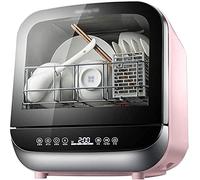 SuMemo Lavastoviglie da Tavolo Compatta Mini Lavastoviglie con 4 Programmi Lavastoviglie da Tavolo Lavastoviglie Slimline Consumo Acqua: 5L/Rosa/37,8 X 41,2 X 42,2 cm