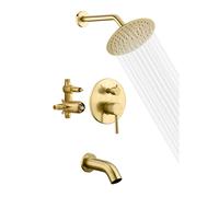 Sumerain Pressure Balance Set doccia e rubinetto per vasca in oro spazzolato con beccuccio per vasca, soffione doccia da 8"""" ad alto flusso