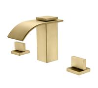 SUMERAIN Rubinetto per vasca romana a due maniglie Rubinetto per vasca a cascata a 3 fori Oro spazzolato con valvola