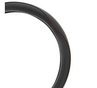 SUMEX Coprivolante per Auto, Motivo Carbonio con Cuciture Rosse, per Diametro da 37 a 39 cm, Nero e Rosso