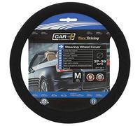 SUMEX Coprivolante traspirante in gomma con finitura in similpelle, con effetto pelle girata in nero, universale per volanti 37-39 cm di diametro