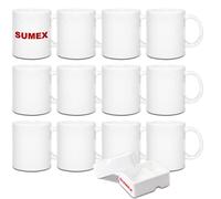 Sumex Set di 12 Tazza in ceramica a sublimazione,bianca tazze per sublimazione 11 once tazza di sublimazione 325ml per caffè latte tè