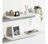 SUMGAR Mensole da muro Bianche Set di 2 60 CM mensola da muro mensole da parete legno, mensole sospese design moderne, facili da installare adatto a soggiorno, bagno, camera da letto, ufficio
