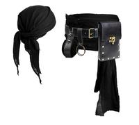 SUMGOGO Marsupio per costume da pirata, stile steampunk, stile medievale, in pelle, accessorio rinascimentale, cosplay, colore: nero