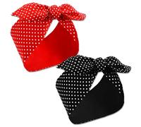 Sumhao Fascia per capelli da donna, motivo a pois, 2 pezzi, stile anni '40, accessori per capelli neri e rossi, sciarpa a testa attorcigliata, ampia bandana con orecchie da coniglio, per uso