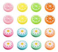 Sumind 16 Cappucci Impugnatura Pollice Ricambio Design Frutta Limone e Fiore Copertina per Stick Analogico Tappo Joystick in Silicone Morbido Compatibile con Switch