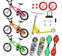 Sumind 18 Pezzi Mini Finger Toy Set Finger Skateboard Finger Bike Scooter Tiny Swing Board Movimento Punta delle Dita Bomboniere Ruote e Strumenti di Ricambio