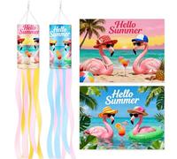 Sumind 2 bandiere a vento da 101 cm, da appendere, per esterni, decorazione colorata con colori arcobaleno, per casa, giardino, balcone, decorazione (fenicotteri)