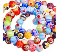 Sumind 200 Pezzi Millefiori Perline Rotonde in Vetro per Gioielli, 6 mm | Perline Millefiori, Con un Solo Fiore, Per Ricamo Artigianale, Ideale per Bracciali e Collane, Diametro 6 mm