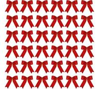 Sumind 36 Pezzi Glitter Fiocco Albero di Natale Decorazione Festa Natale Arredamento Fiocchi di Nastro di Natale per Ornamenti Corona, Ghirlanda (Rosso)