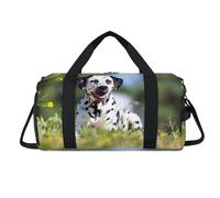 Summe Dalmatian Dog Sport Borsone con scomparto per scarpe carino cane durante la notte Weekender borse da viaggio palestra bagagli organizzatore per donne uomini bambini ragazze ragazzi