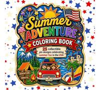 Summer Adventure Coloring Book: 25 summer fun pin designs celebrating the USA