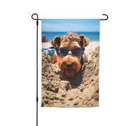 Summer Airedale Cucciolo carino Il mio amore cane Bandiera da giardino vibrante bifacciale 12 x 18 pollici Decorazione per casa Cortile