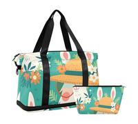 Summer Alpaca Green Fresh Travel Weekender Gear Bag con tasca bagnata tracolla regolabile palestra Carry on borsone per yoga multifunzionale per uomo donna